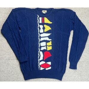 Robert‎ Stock Men's Flag Pattern Vintage Long Sleeve Sweater Size Medium